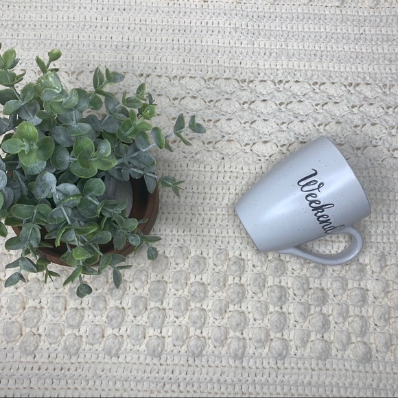 BELLE MAISON Cursive “WEEKEND” Coffee Tea Cup Mug - Picture 3 of 6